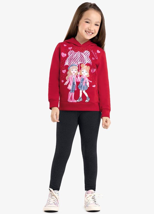 Rovi Kids - Conjunto Infantil Blusão com Legging Vermelho