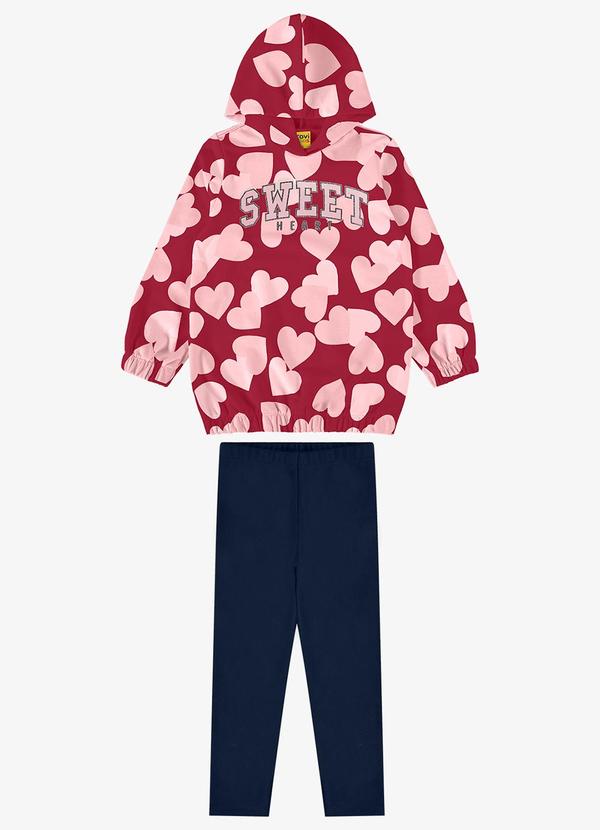 Rovi Kids - Conjunto Infantil Blusão com Legging Vermelho
