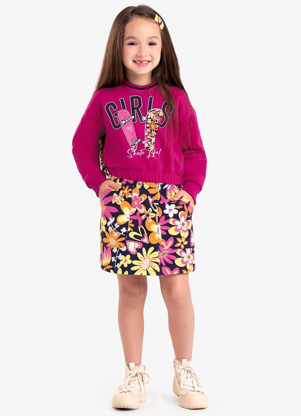 Rovi Kids - Conjunto Infantil Blusão com Saia Rosa