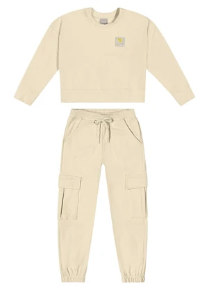 Colorittá - Conjunto Infantil Blusão e Calça Cargo Bege - COLORITTÁ