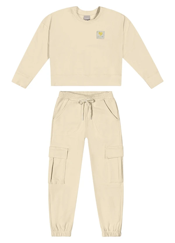 Colorittá - Conjunto Infantil Blusão e Calça Cargo Bege 2