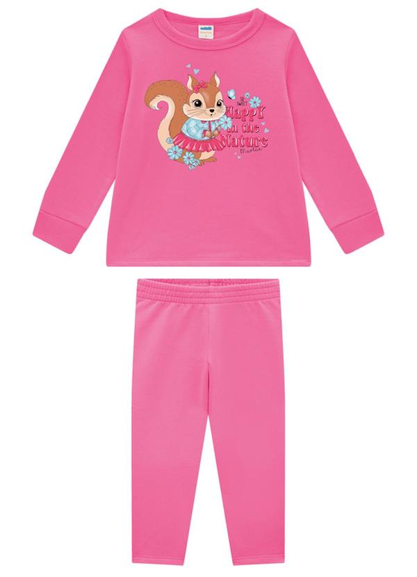 Marlan - Conjunto Infantil Blusão e Calça em Moletom Rosa