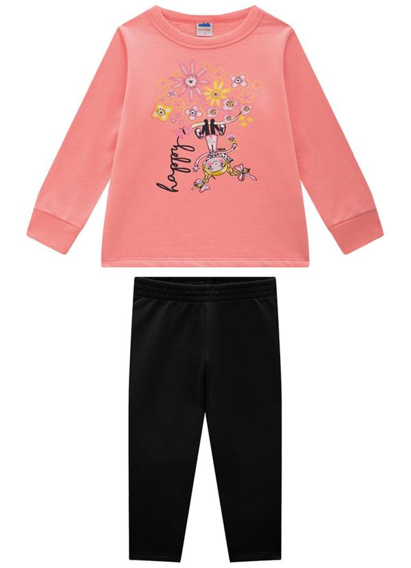 Marlan - Conjunto Infantil Blusão e Calça em Moletom Rosa