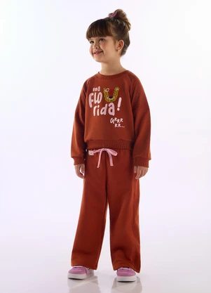 Três e Já - Conjunto Infantil Blusão e Calça Marrom - TRÊS E JÁ