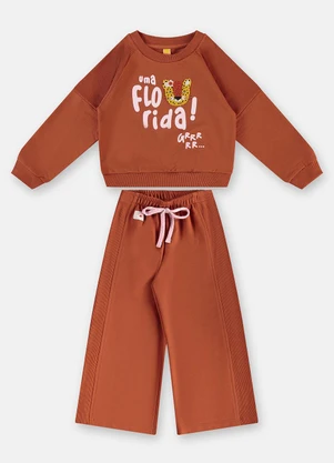 Três e Já - Conjunto Infantil Blusão e Calça Marrom - TRÊS E JÁ