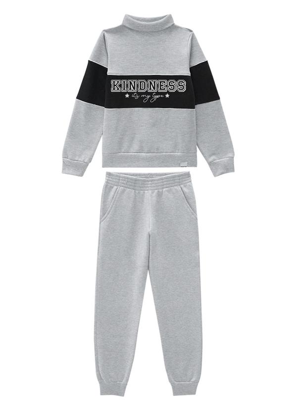 Marlan - Conjunto Infantil Blusão e Calça Moletom Cinza