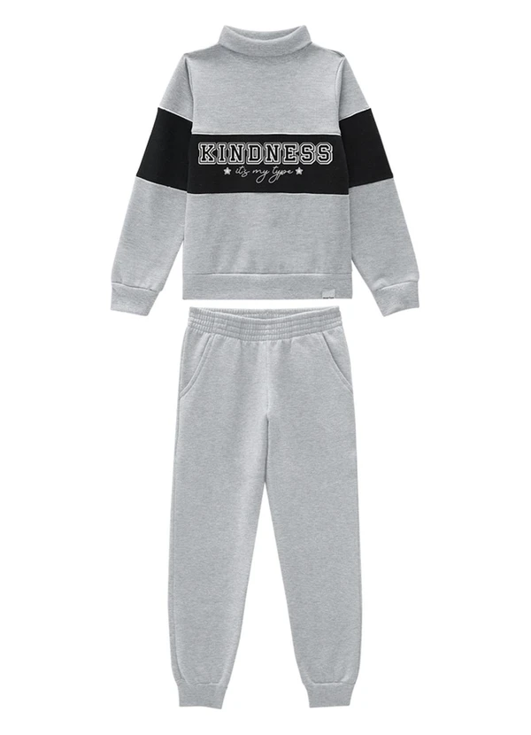 Marlan - Conjunto Infantil Blusão e Calça Moletom Cinza
