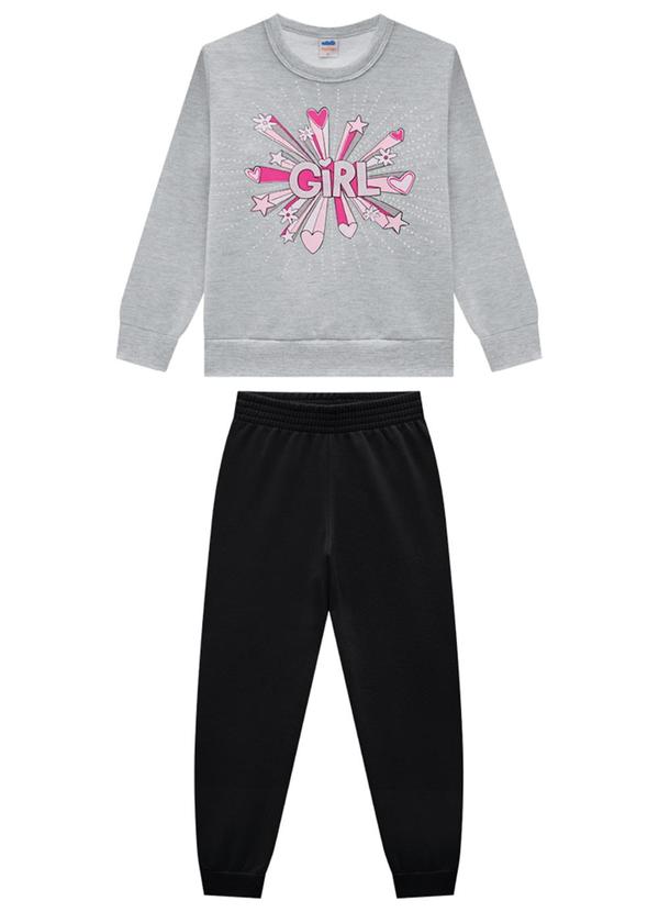 Marlan - Conjunto Infantil Blusão e Calça Moletom Cinza