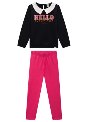 Marlan - Conjunto Infantil Blusão e Calça Moletom Preto - MARLAN