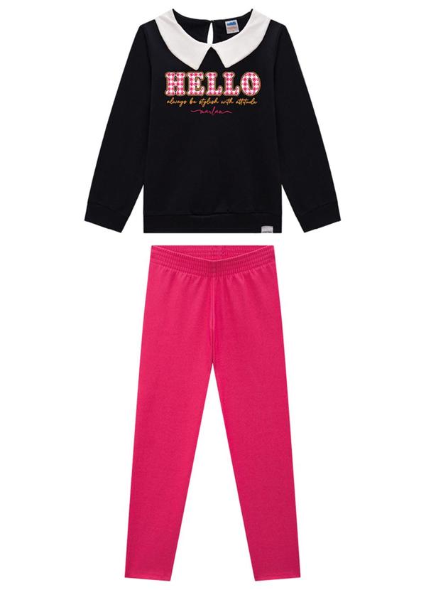 Marlan - Conjunto Infantil Blusão e Calça Moletom Preto