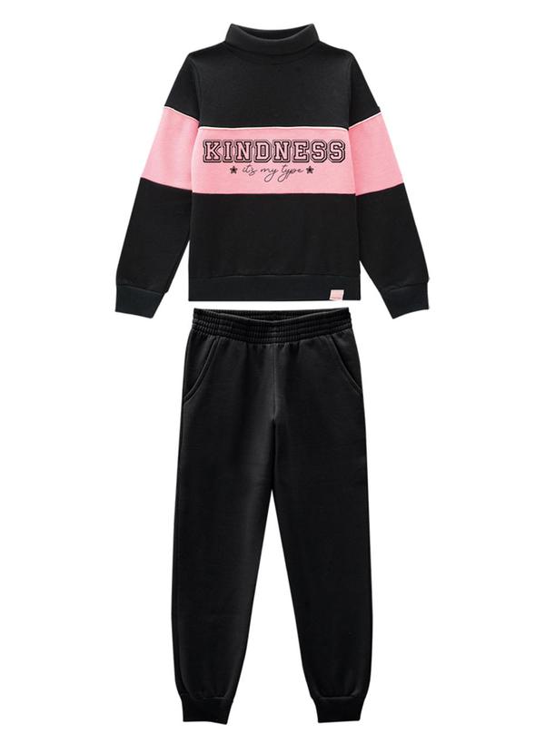 Marlan - Conjunto Infantil Blusão e Calça Moletom Preto