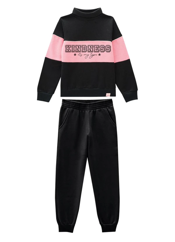 Marlan - Conjunto Infantil Blusão e Calça Moletom Preto