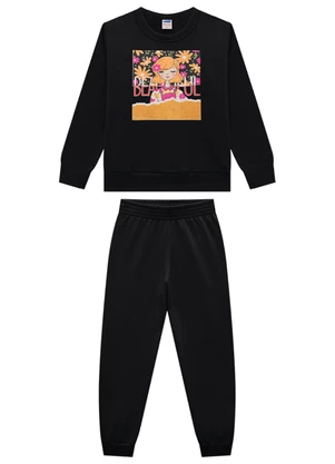 Marlan - Conjunto Infantil Blusão e Calça Moletom Preto - MARLAN