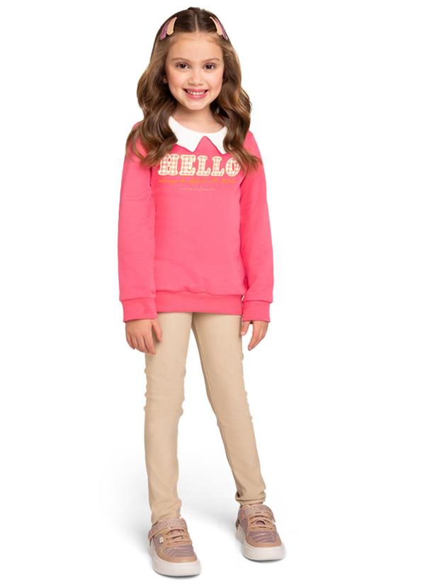 Marlan - Conjunto Infantil Blusão e Calça Moletom Rosa