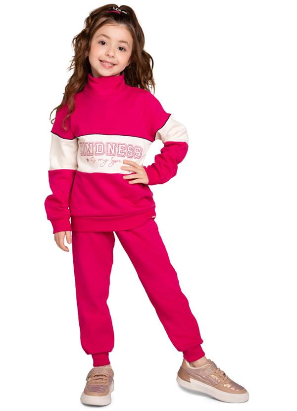 Marlan - Conjunto Infantil Blusão e Calça Moletom Rosa