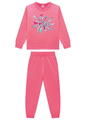 Marlan - Conjunto Infantil Blusão e Calça Moletom Rosa - MARLAN
