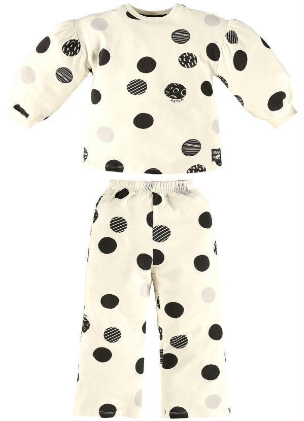 Up Baby - Conjunto Infantil Blusão e Calça Pantalona Bege