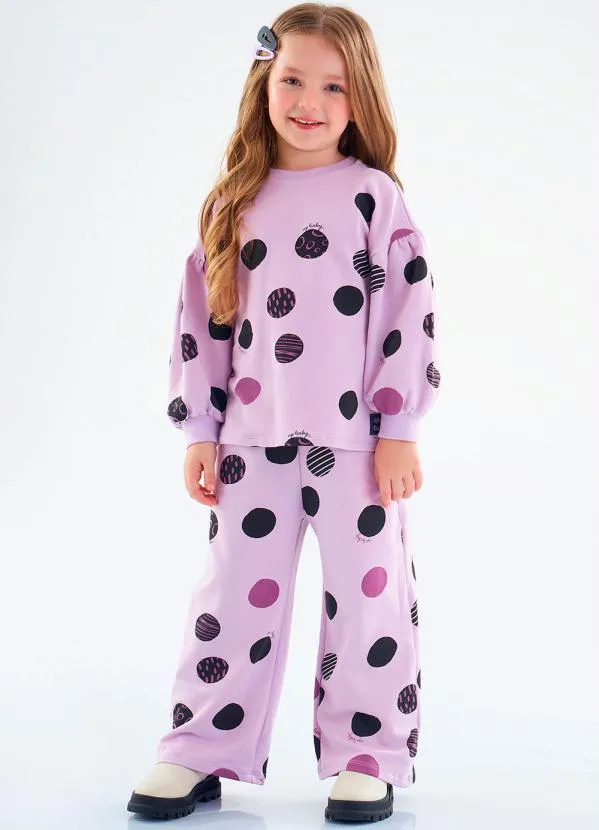 Up Baby - Conjunto Infantil Blusão e Calça Pantalona Roxo