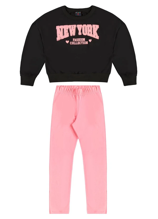 Guloseima - Conjunto Infantil Blusão e Calça Preto