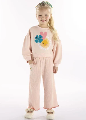 Três e Já - Conjunto Infantil Blusão e Calça Rosa - TRÊS E JÁ
