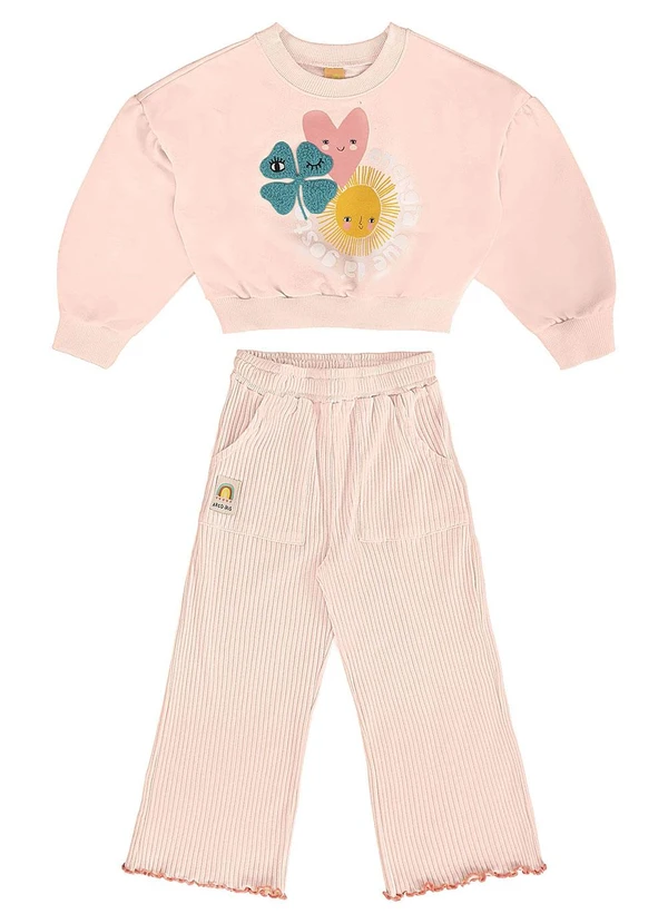 Três e Já - Conjunto Infantil Blusão e Calça Rosa 3