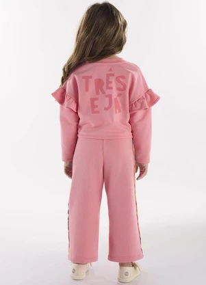 Três e Já - Conjunto Infantil Blusão e Calça Rosa - TRÊS E JÁ