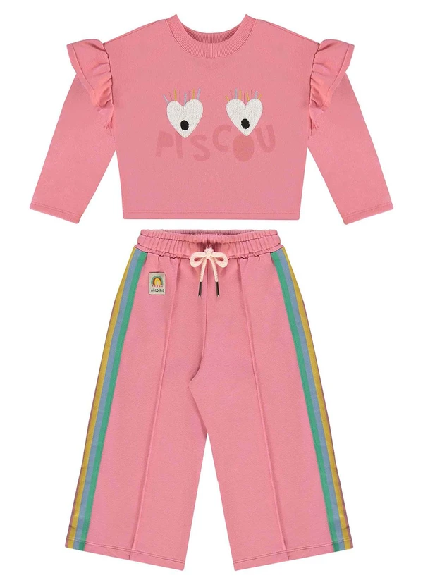 Três e Já - Conjunto Infantil Blusão e Calça Rosa 3