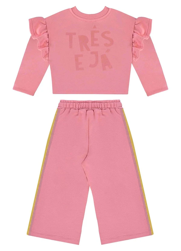 Três e Já - Conjunto Infantil Blusão e Calça Rosa 4