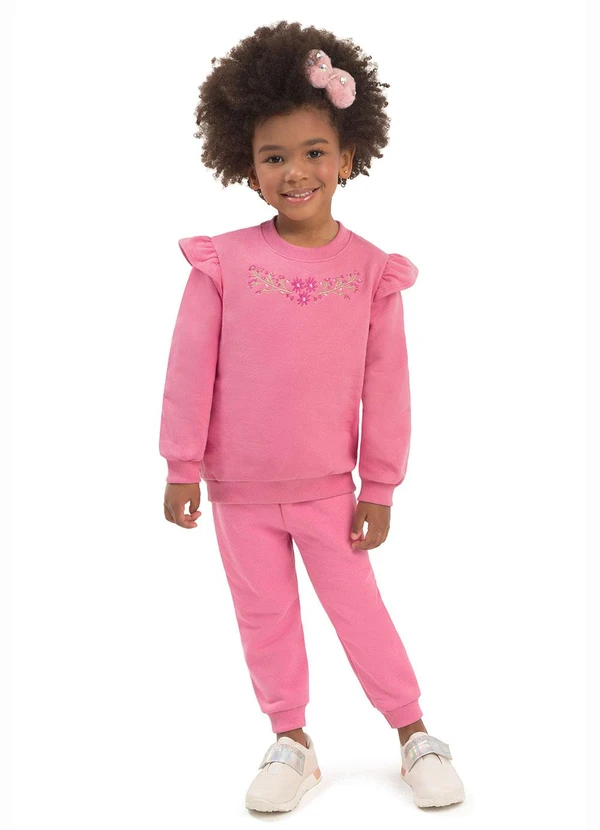 Duduka - Conjunto Infantil Blusão e Calça Rosa