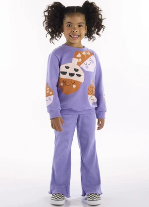 Três e Já - Conjunto Infantil Blusão e Calça Roxo - TRÊS E JÁ