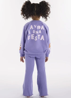 Três e Já - Conjunto Infantil Blusão e Calça Roxo - TRÊS E JÁ