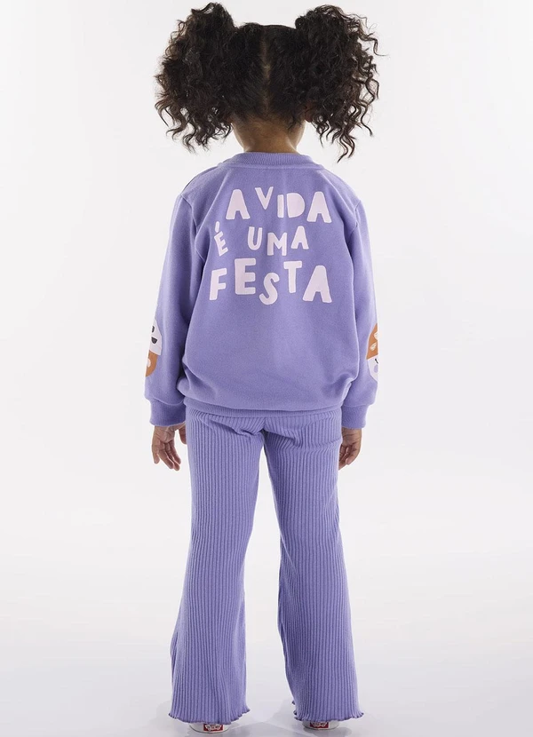 Três e Já - Conjunto Infantil Blusão e Calça Roxo 2