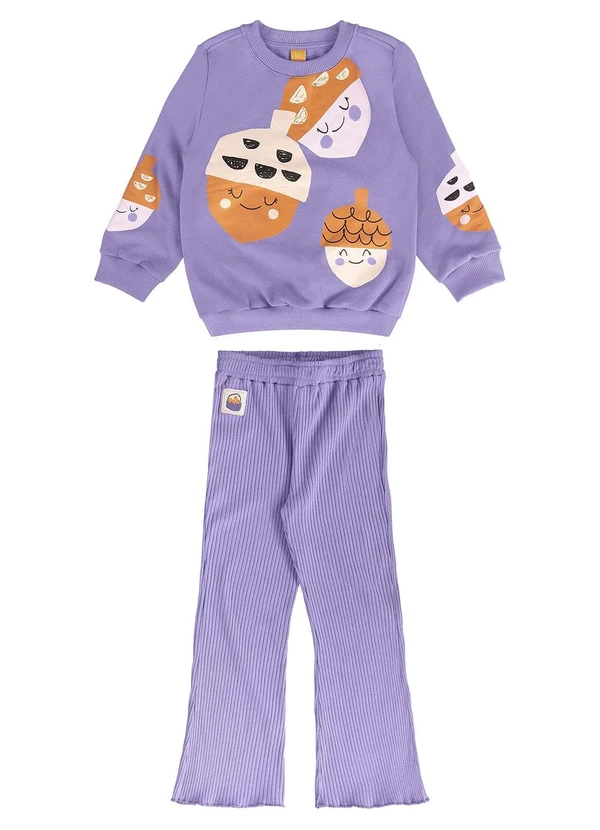 Três e Já - Conjunto Infantil Blusão e Calça Roxo 3