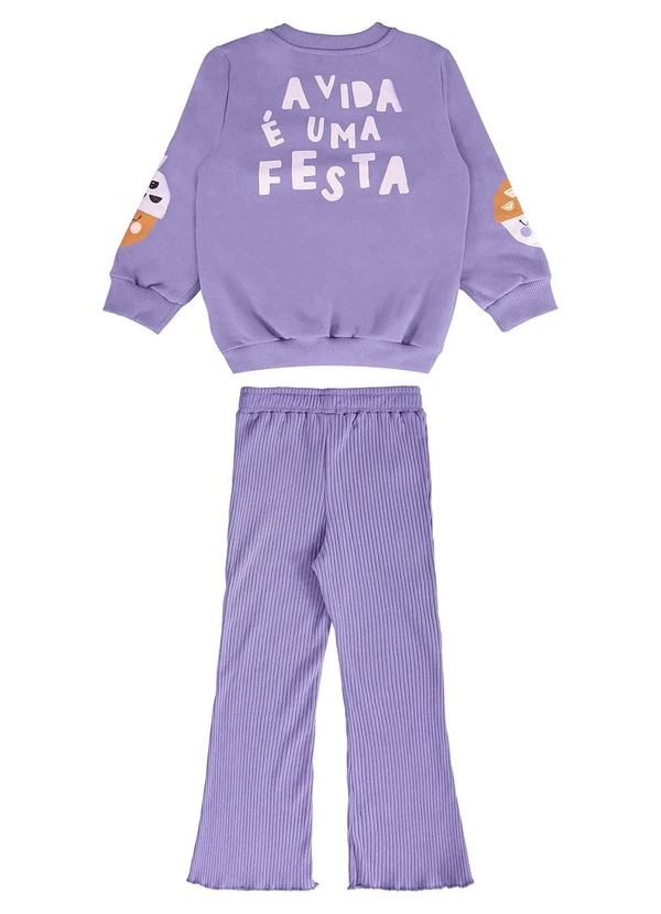 Três e Já - Conjunto Infantil Blusão e Calça Roxo 4
