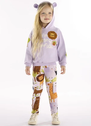 Três e Já - Conjunto Infantil Blusão e Calça Roxo - TRÊS E JÁ