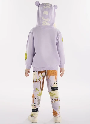 Três e Já - Conjunto Infantil Blusão e Calça Roxo - TRÊS E JÁ