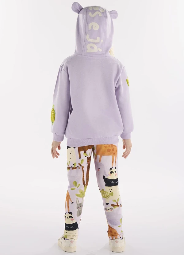 Três e Já - Conjunto Infantil Blusão e Calça Roxo 2