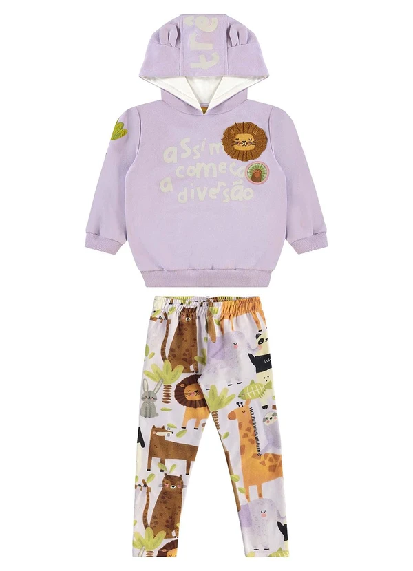 Três e Já - Conjunto Infantil Blusão e Calça Roxo 3