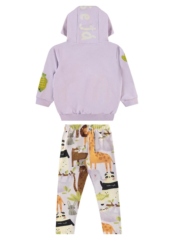 Três e Já - Conjunto Infantil Blusão e Calça Roxo 4