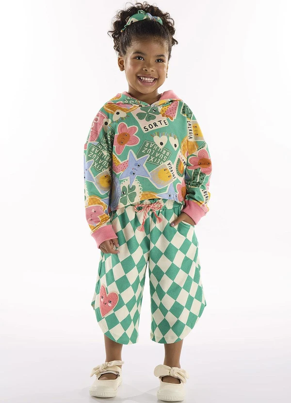 Três e Já - Conjunto Infantil Blusão e Calça Verde