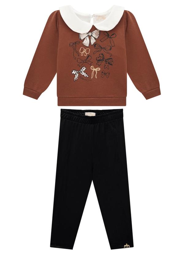 Milli e Nina - Conjunto Infantil Blusão e Legging Cirre Marrom 2