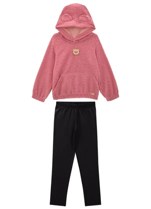 Milli e Nina - Conjunto Infantil Blusão e Legging Cirre Rosa - MILLI E NINA