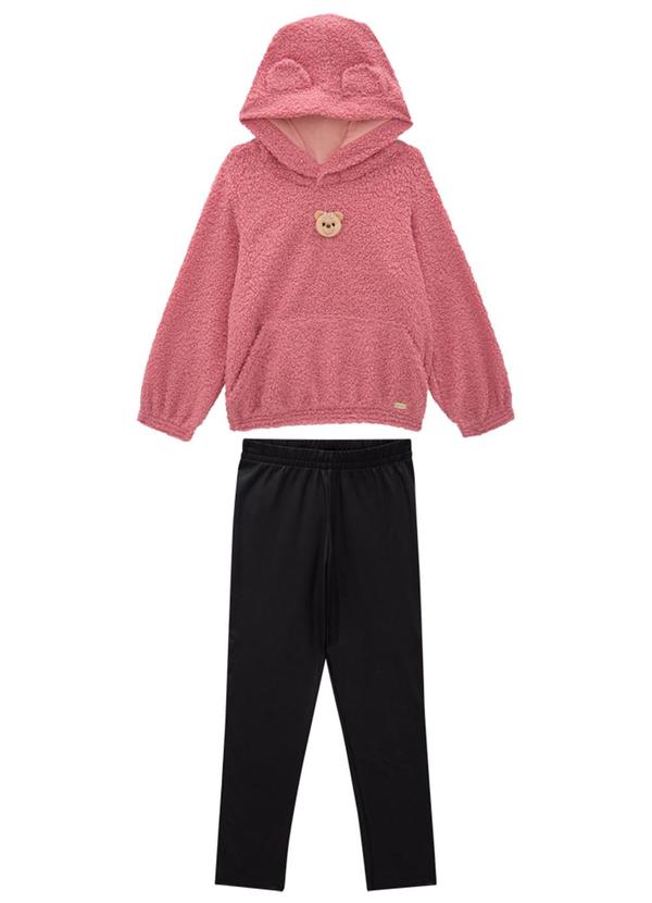 Milli e Nina - Conjunto Infantil Blusão e Legging Cirre Rosa