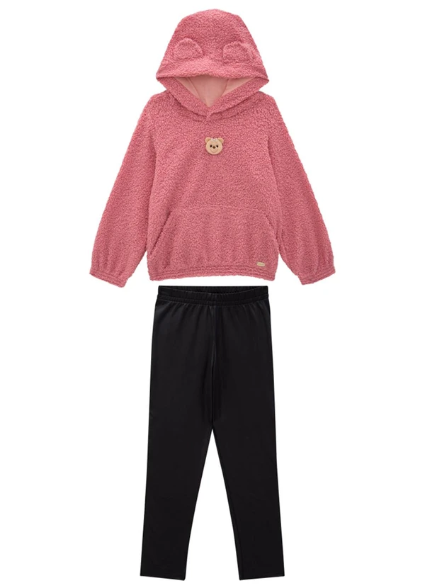 Milli e Nina - Conjunto Infantil Blusão e Legging Cirre Rosa