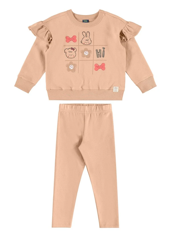 Bee Loop - Conjunto Infantil Blusão e Legging Marrom