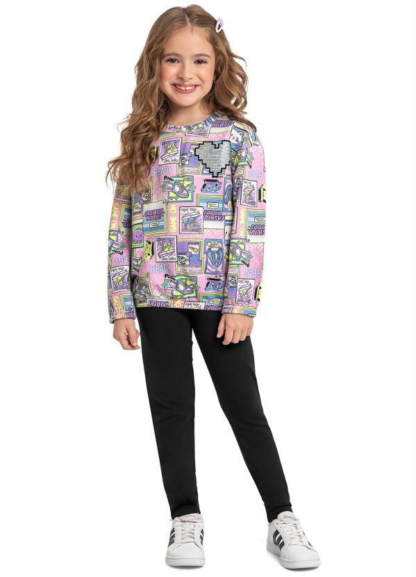 Quimby - Conjunto Infantil Blusão e Legging Rosa