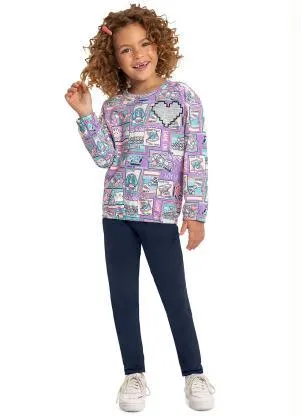 Quimby - Conjunto Infantil Blusão e Legging Roxo - QUIMBY