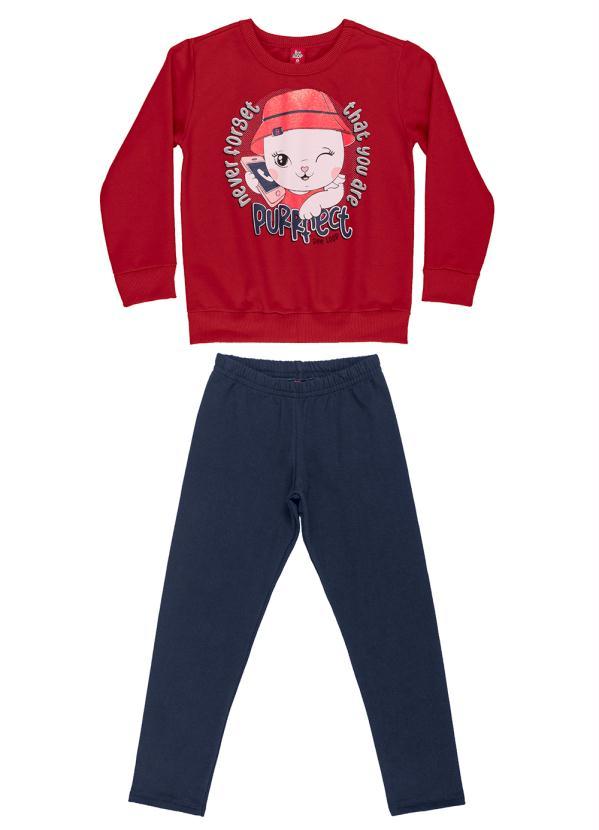 Bee Loop - Conjunto Infantil Blusão e Legging Vermelho