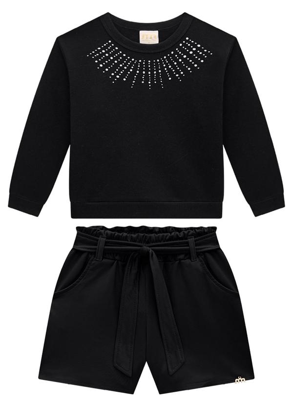 Milli e Nina - Conjunto Infantil Blusão e Shorts Cirre Preto 1