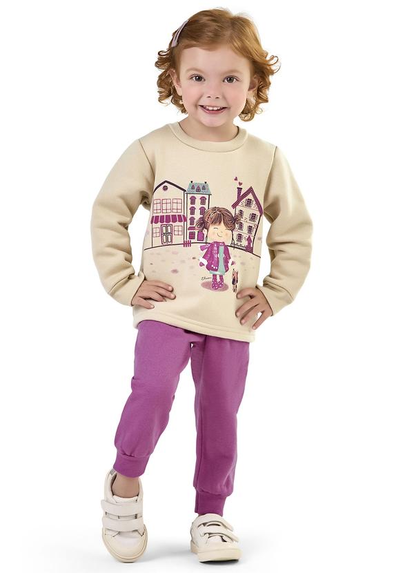 Elian - Conjunto Infantil Blusão Estampado e Calça Bege 2